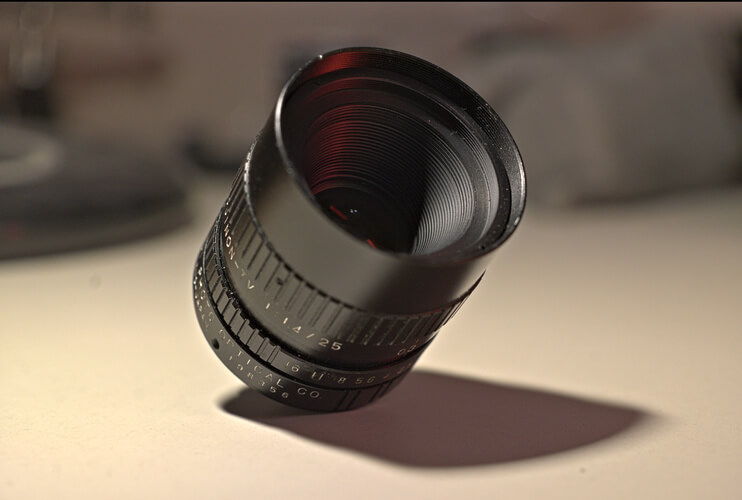 Photo of old C-mount CCTV or TV lens