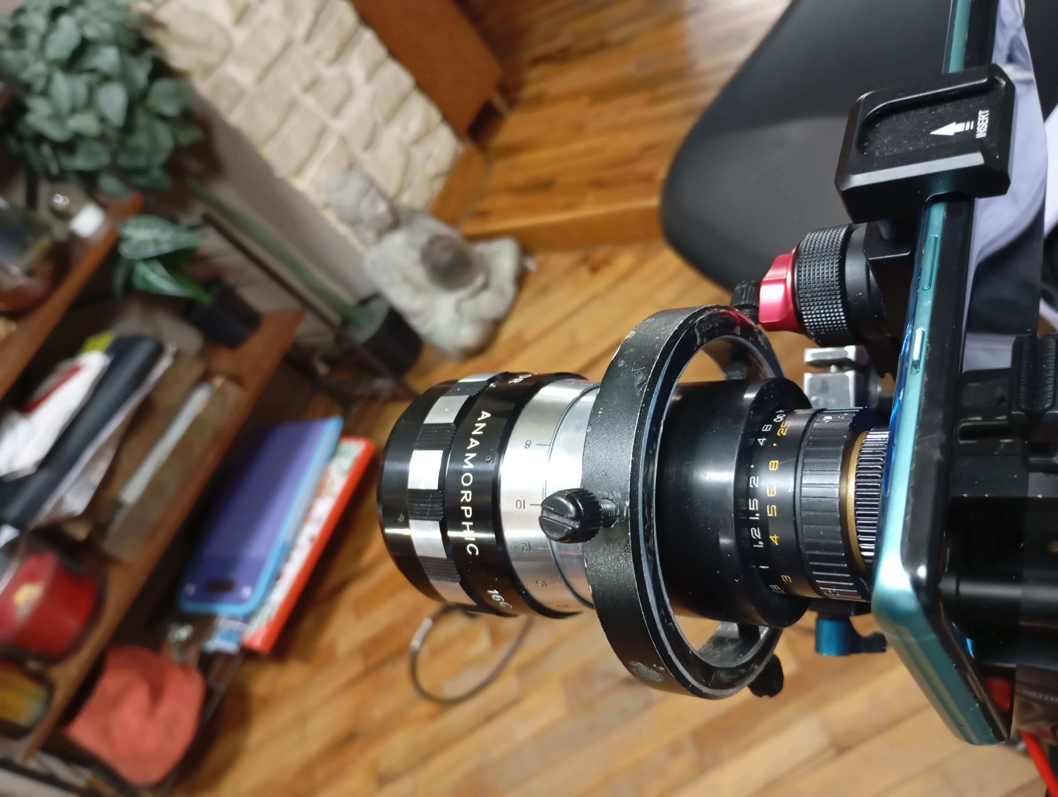 Interesting C-mount specialty setup: anamorphic attachment